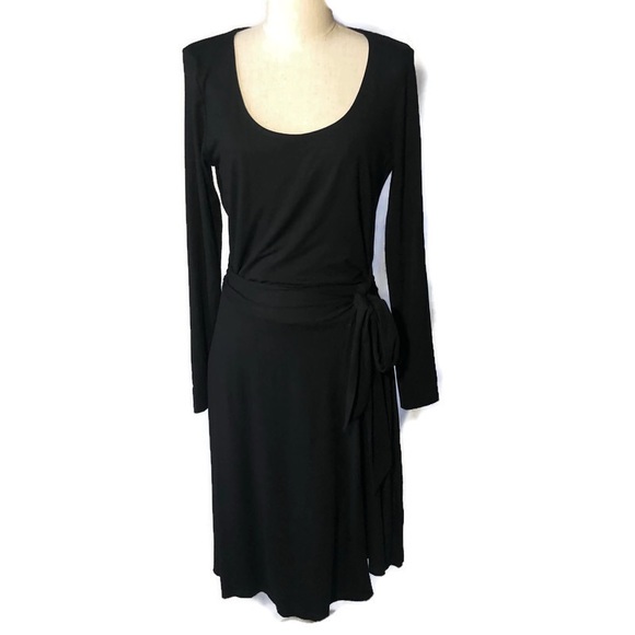 Boden Dresses & Skirts - Boden 8 black long sleeve faux wrap dress
